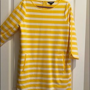 Lands End 16 TALL Yellow White Striped Dress Nwot